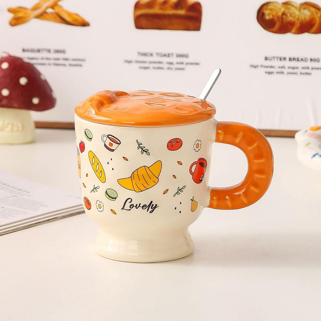 Ceramic Mugs Household Cups  Couple Breakfast Cups  Cartoon Children's Women's Tall Glasses  Water Cups  Souvenirs