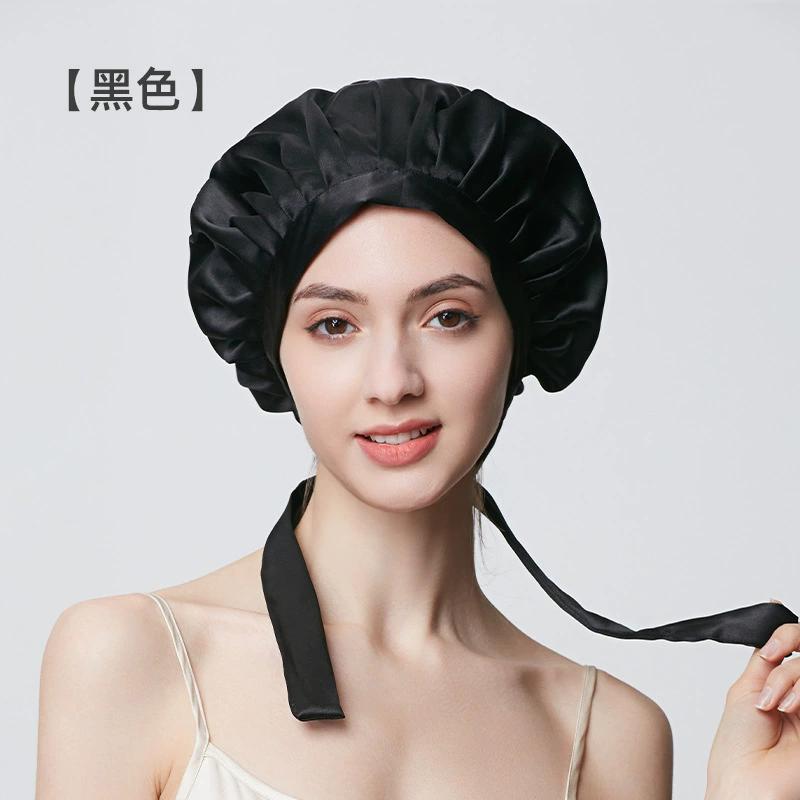 100% Mulberry Silk Hood Sleeping Cap Women's Night Hat 19 Momme with Adjustable Ribbon Hair Care