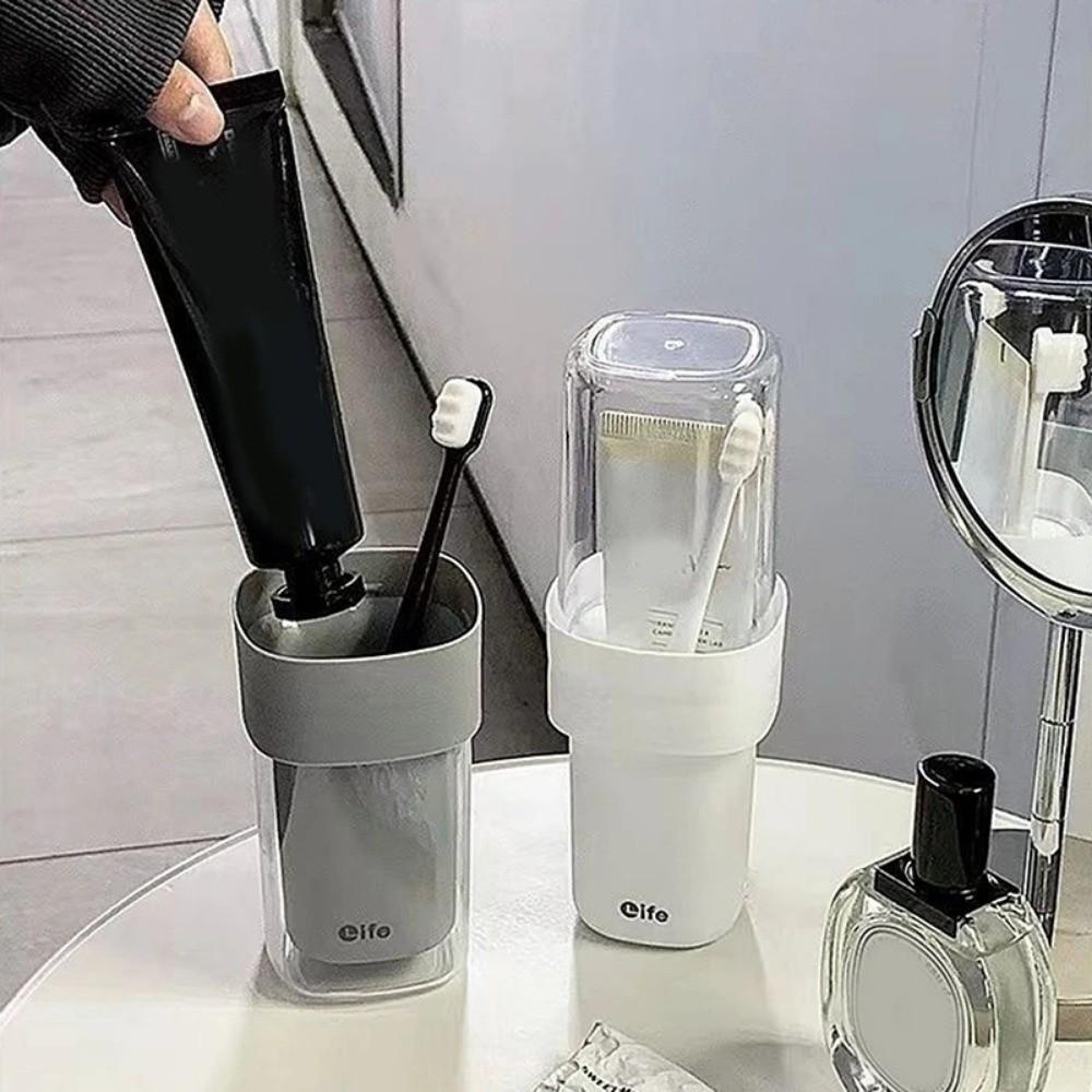 Portable 2In1 Mouthwash Cup Travel Lightweight Toothbrush Cup Multifunctional Plastic Electric Toothbrush Holder Storage Box