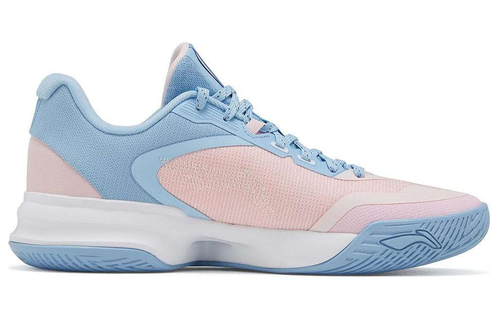 Li Ning Flash 3 Comfortable Cushioning Slip Resistant Abrasion Resistant Low Top Basketball Shoes Men's Blue Pink ABPT083-1