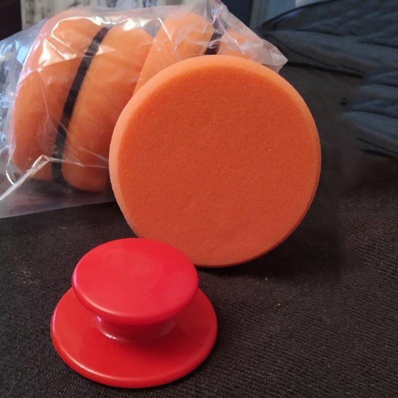 6 bucăți/set 4 inch tampon de lustruit pentru lustruit cu burete plat Kit de tampoane de lustruit pentru mașină, polizor auto, lustruit sticla auto