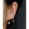 Asymmetrical Star Moon Earrings Women Sterling Studs Fashion Trendy Ear Cuffs