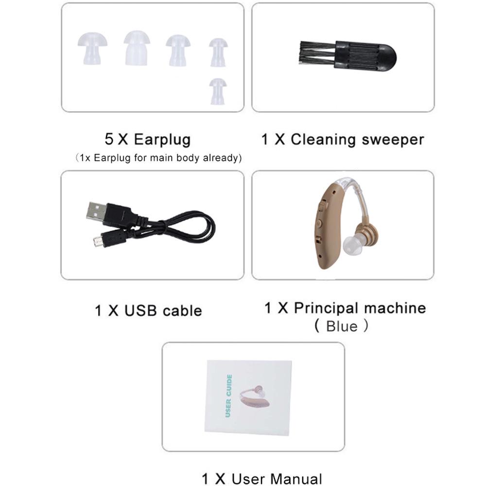 G Cross-Border 25 Wireless Behind-the-Ear Hearing Aid: USB-Adjustable, Noise-Reducing, Long Battery Life, Ideal for Elderly with Hearing Loss.