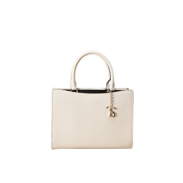 

joint project Metal logo charm split leather handbag for [Samantha Thavasa] Japan-Korea girls, off-white