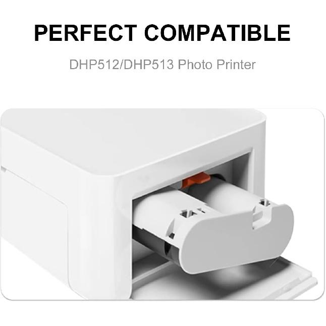 Compatible with Amber M100/M200 4x6 Photo Printer 80 Sheets Photo Paper & 2 Ink Cartridges Refill,Waterproof/Antioxidant/Non Fading,for DHP512/DHP513