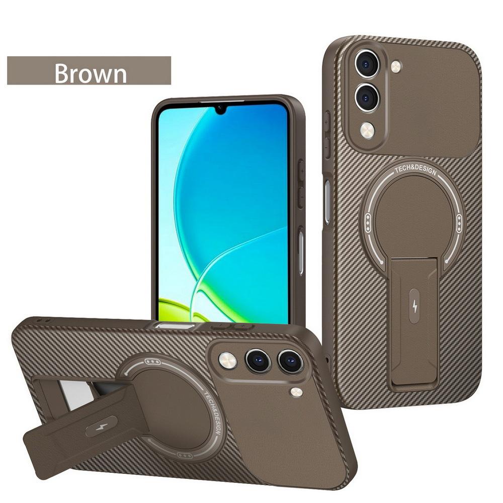 Carbon Fiber Invisible Stand Holder Built-in Magnetic Ring Case for VIVO Y04 Y39 Y29s Y19e VIVO V50 Lite V50 V50e V30 Pro Cover
