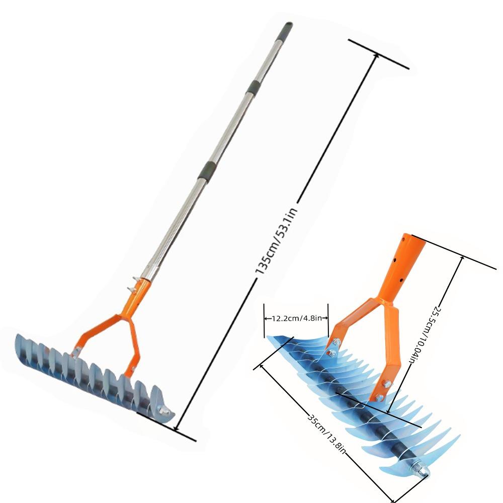 

Грабли из нержавеющей стали для пырея Прочные садовые грабли для листьев Грабли для соломы Уборка двора оранжевый