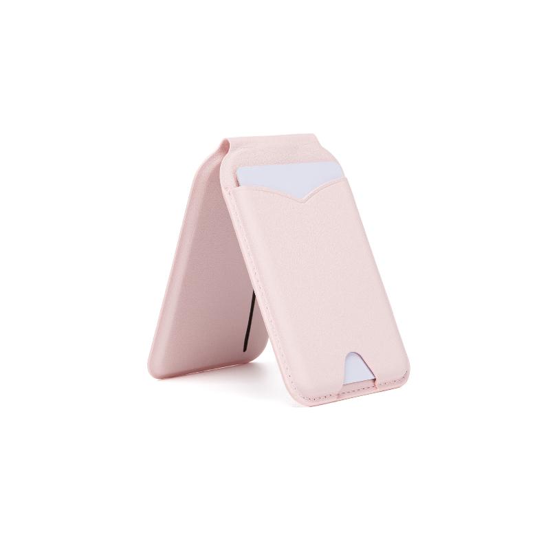 Magnetic Wallet Stand with Mirror Lightweight PU Leather Card Holder Phone Mount for Gym Sports Use