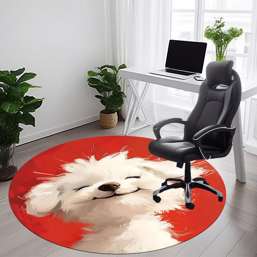 1PC Puppy Pet Office Round Area Rug,  Mat Suitable ForOffice, Under Office Chairs Bedroom Living Room Home Decor, Room Deco