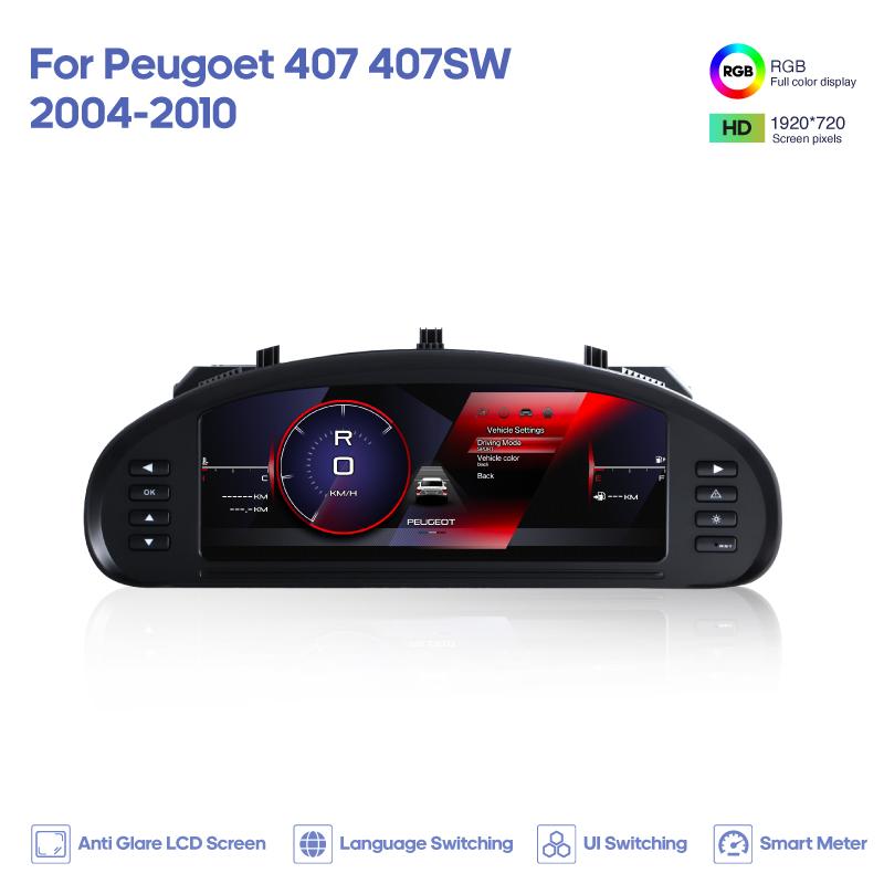 For Peugeot 407 407SW 2004-2010 Digital Cluster Dashboard Dashboard speedometer plug and play Wireless CarPlay