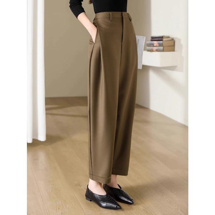 

Модные зимние шаровары для женщин, свободные шерстяные брюки XL кофейный