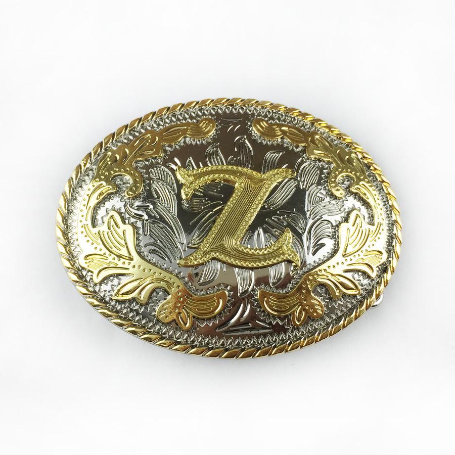 C-Style Buckle with White K Gold Floral Pattern, 26 English Letters, Fashionable Gilded Belt Buckle Head