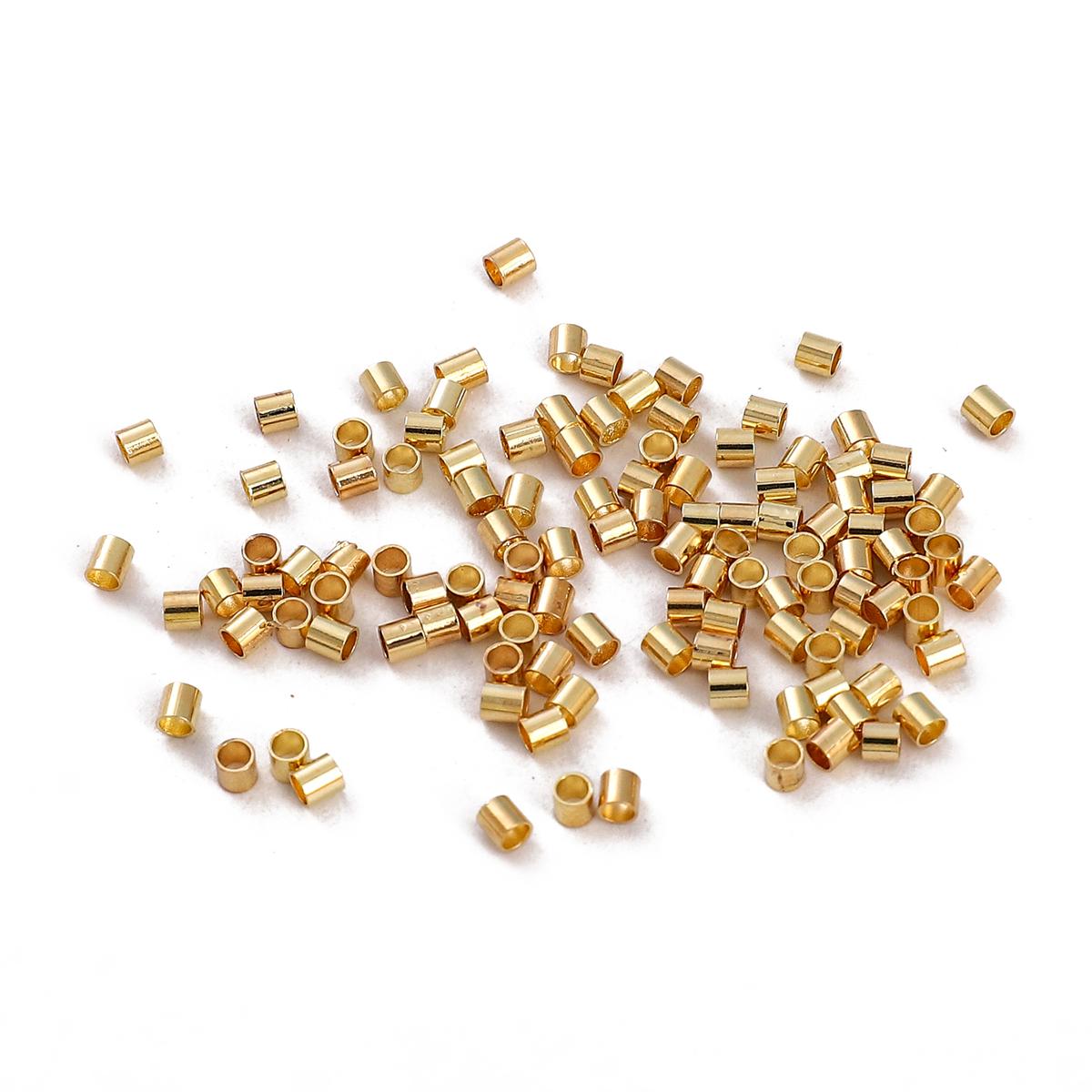 

100 шт. медный цилиндрический зажим, плоская позиционирующая трубка для изготовления ювелирных изделий своими руками, аксессуары для рукоделия 2x2mm золотой