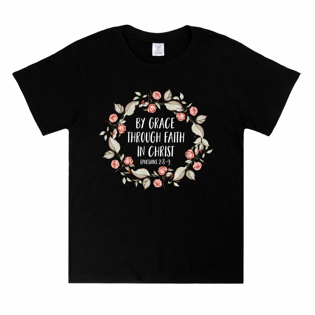 Pure cotton woUnisexs religious retro flower wreath Bible quote printed short sleeved Tshirt faith inspirational daily shirt