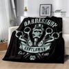 Barbershop retro print blanket children's warm flange blanket home travel blanket bed linings Picnic blanket birthday gift