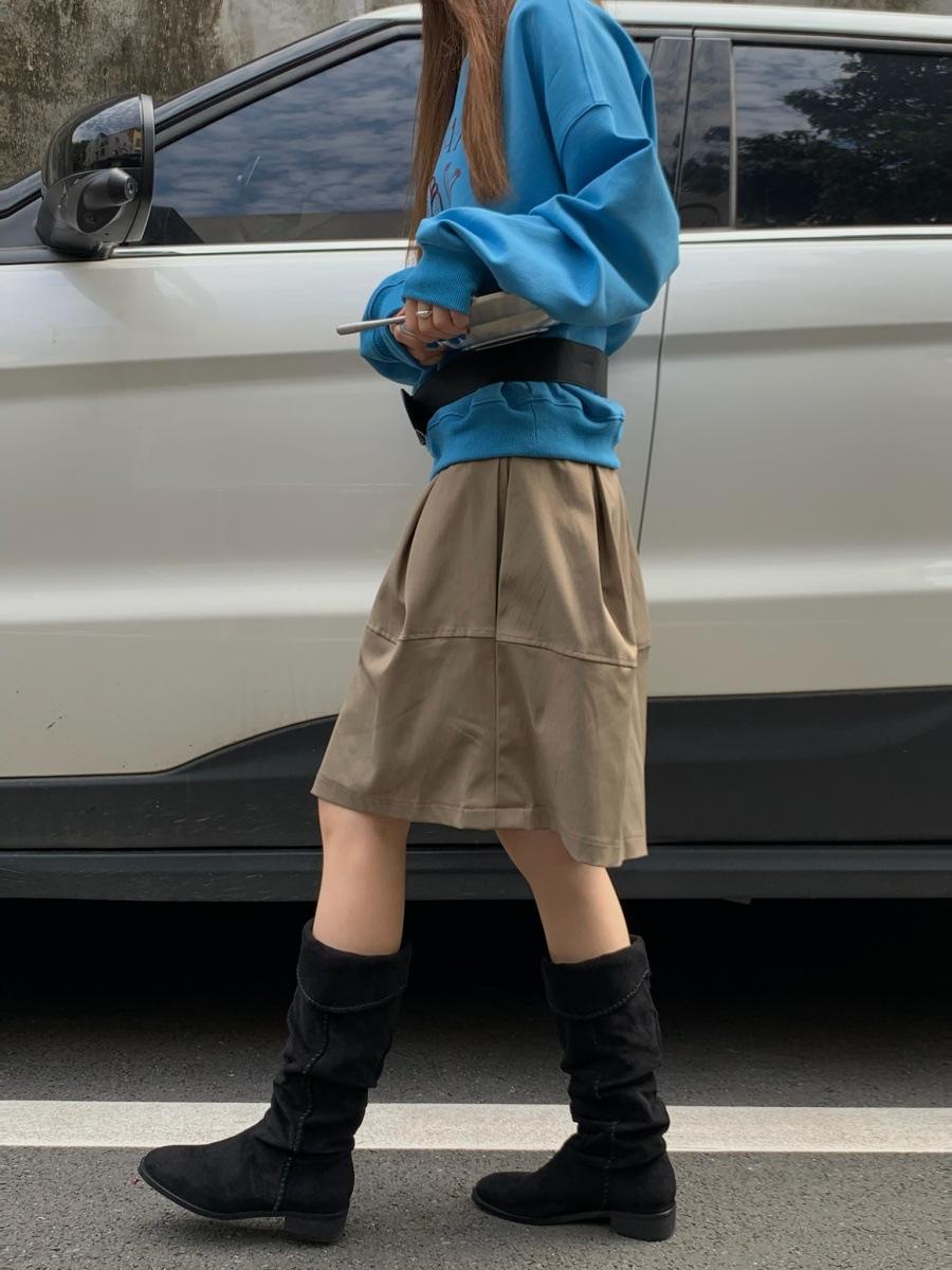 

Fashion Korean version of tall stacking boots 2025 autumn new suede boots women s low-heeled casual knight boots cover boots 39 чёрный