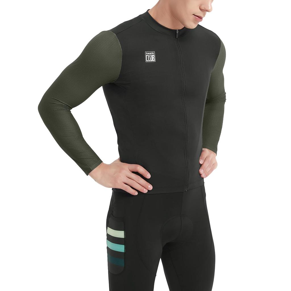 [Santic] Men's Long-Sleeve Cycling Jersey, Spring/Autumn, Moisture-Wicking, Quick-Drying, UV Protection Cycling Wear