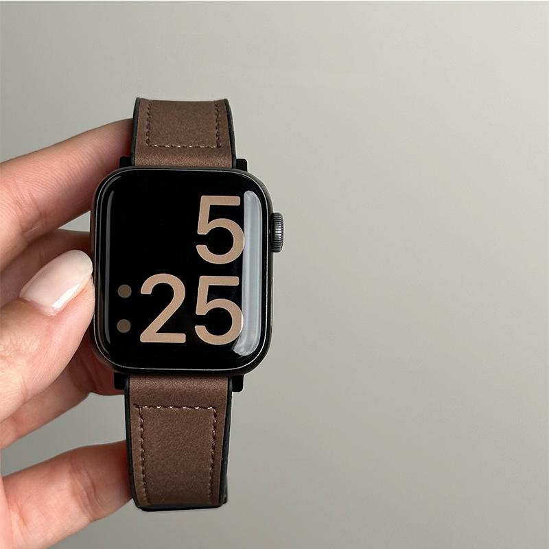 Leather+Silicone Strap For Apple Watch Band Ultra 49mm 44mm 45mm 41mm 46mm 40mm 42mm Magnetic Bracelet iwatch Series 2028