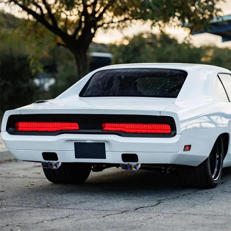 Muffler Tip Dual Outlet Universal Square Exhaust Tip Exhaust Pipe Stainless Steel Exhaust Tip Nozzle Car Tail Throat Accessories