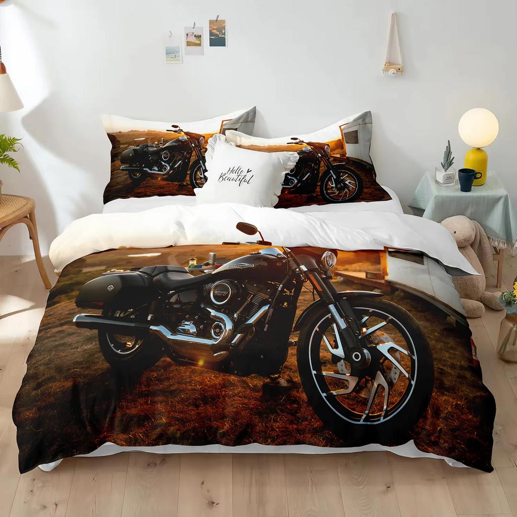 Dirt Bike Duvet Cover Racing Motocross For Teen Adult Motorcycle Rider Extreme Sports Theme For Bedroom Decorations Queen King