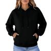 Damen Color Lockere Passform Übergröße Langarm Sweatshirt mit Tasche für Lässige Alltagsmode