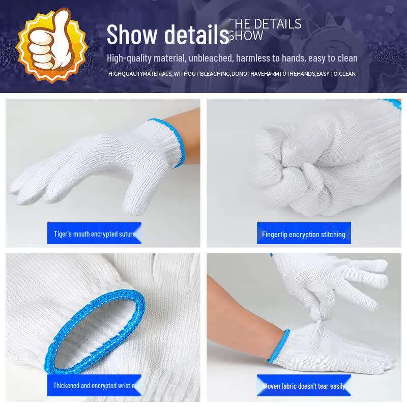 Wanhe Heavy-Duty Industrial Cotton Work Gloves