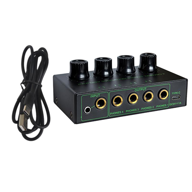 ABUO-4 Channel Low Noise Stereo Audio Amplifier Professional Headphone Amplifier For Sound Mixer PC Guitar