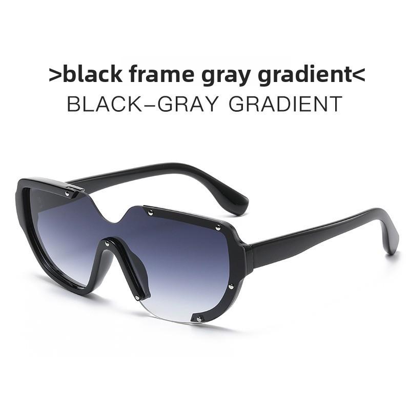 

Retro Punk Oversized Square Glasses With Pc Frame Uv400 Sun Protection For Casual Wear BlackFrameBlackGray