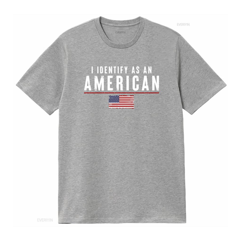 Patriotic American Flag T Shirt for Men I Identify As An vintage Washed Stretched Stylish Versatile streetwear Casual