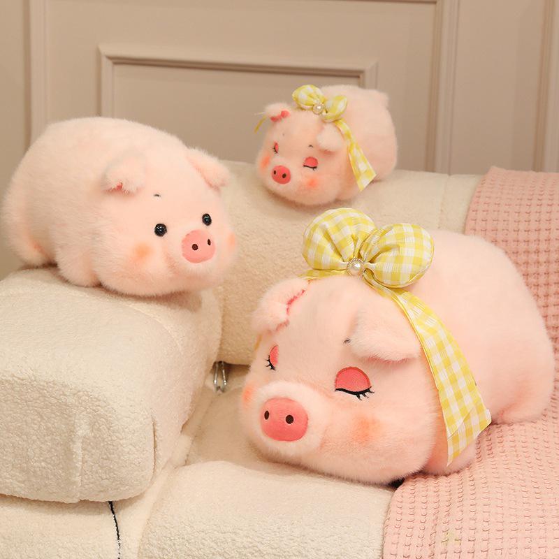 Plush Pig Head & Brain Bowknot Pillow - Adorable Pig Shaped Cushion for Girls' Beds and Sofas