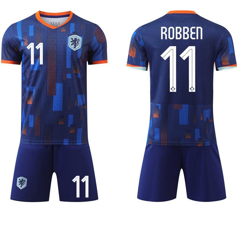 

2425 Netherlands Away No. 4 Van Dijk European Cup Football Uniform 10 Depey 11 Robben Orange Jersey Factory #L