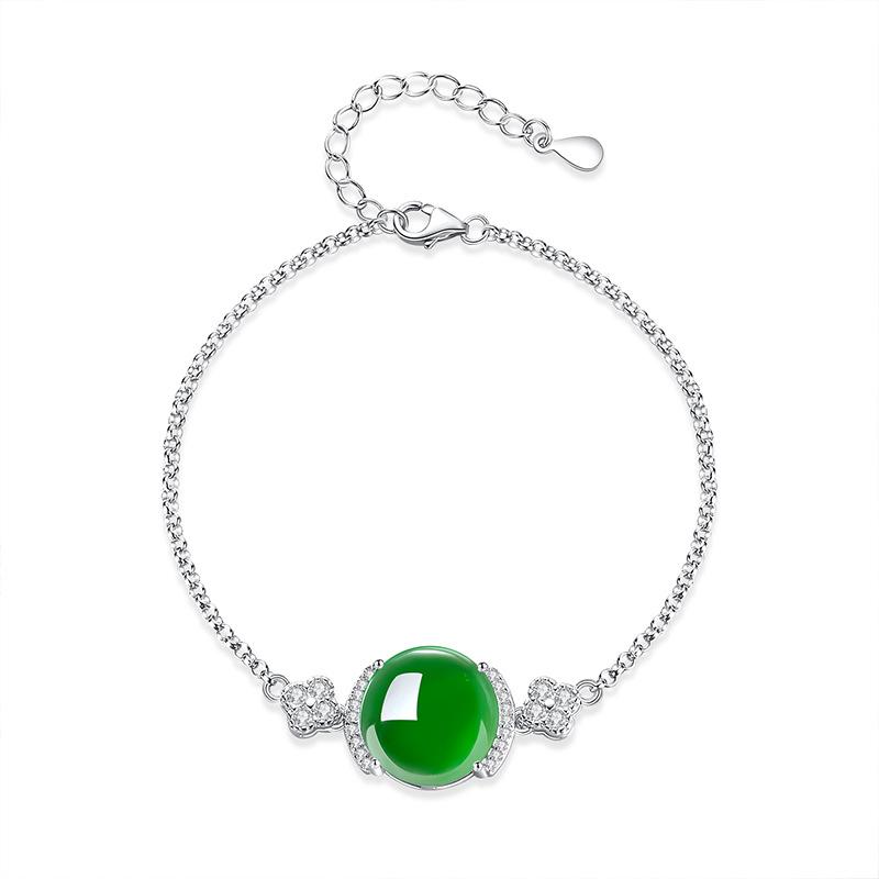S925 silver jewelry, set with natural high ice chalcedony star iridescent bracelet for women, simple style, agate ring 925 silver