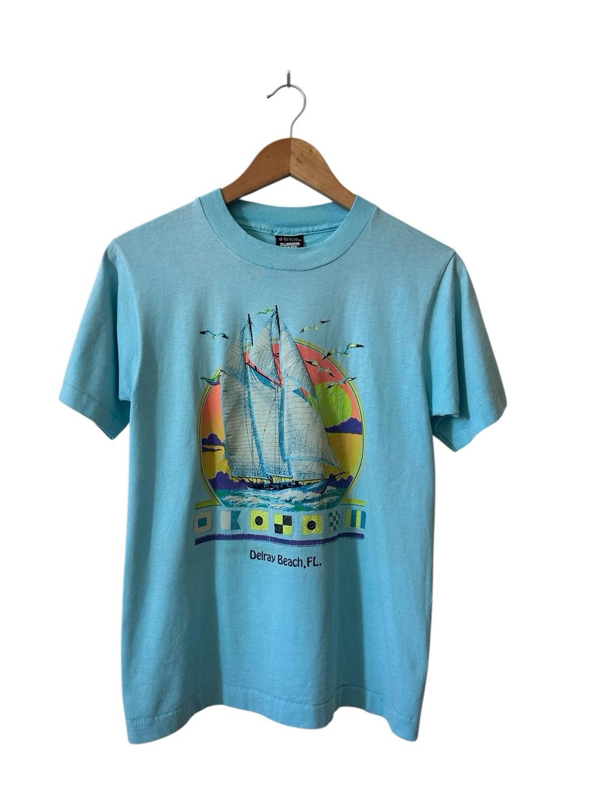 Vintage Delray Beach T Shirt Size XS Florida 90’s USA Blue S