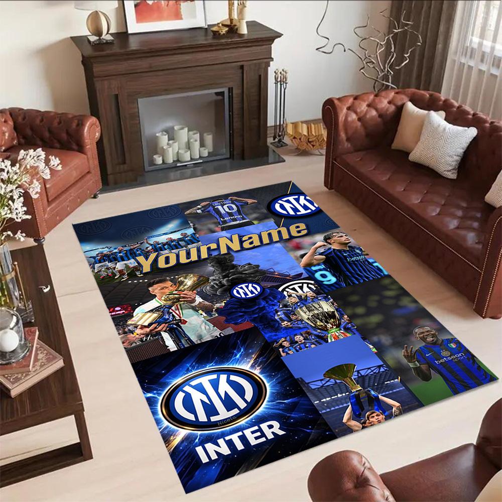 Inter Milan Customized Name Area Rug Design for Entryway Hallway Bedrooms Study room Anti-slip Rug Office home decor Perfect Gift for Women/Men