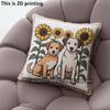 Cute Dog Sunflower Print Square Pillow Covers Pattern Cushion Cover Suitable For Sofa Bedroom Car Pillow Cover