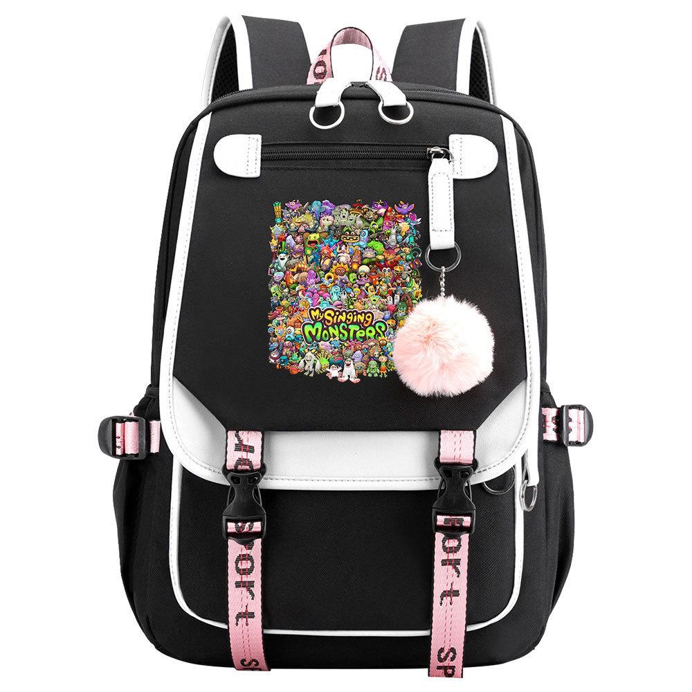 Game Monster Concert Printed USB Teen Student School Bag Men's and Women's Casual Webbing Flip Backpack
