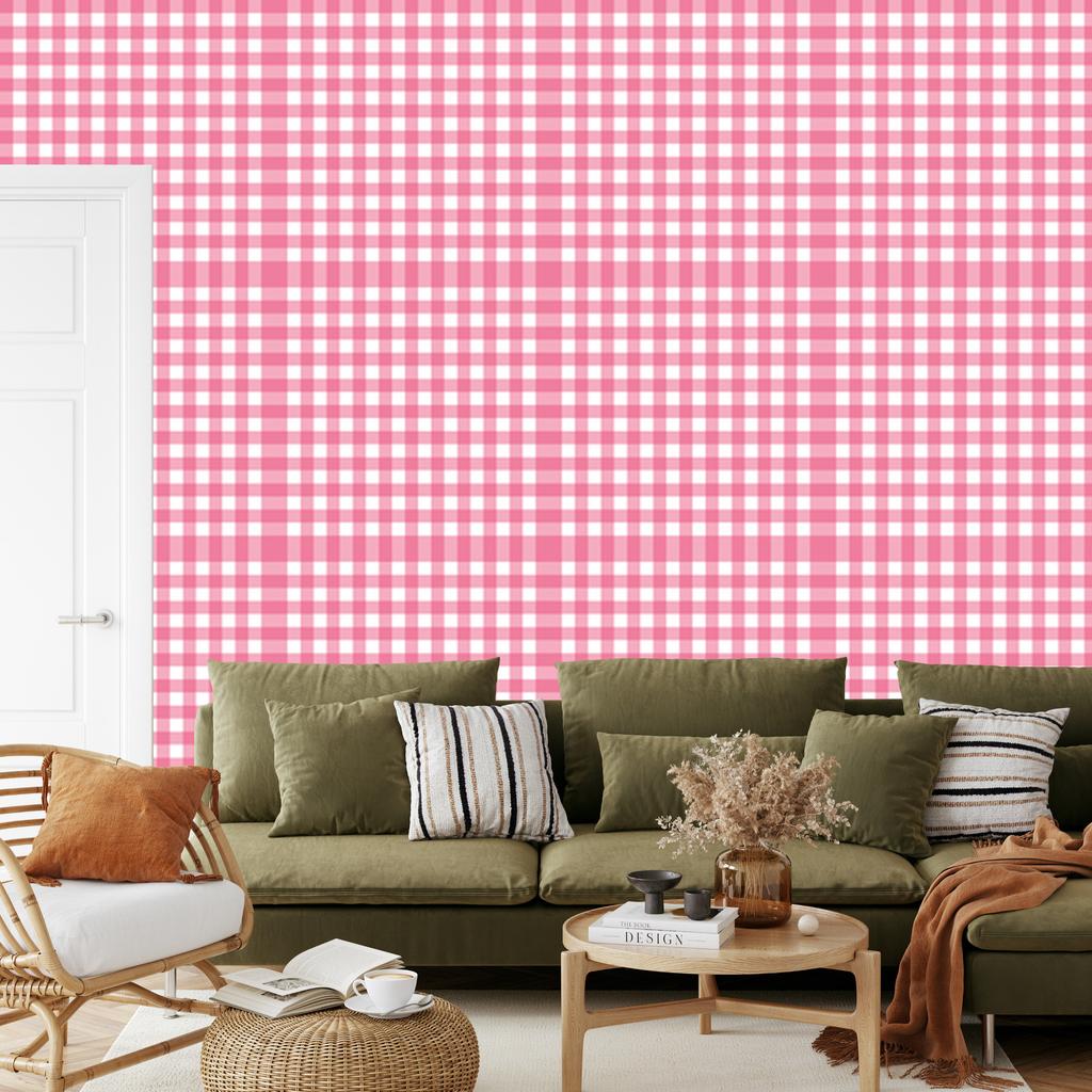 Wallpaper Fabric Pattern Powder Pink and White, Soft Forms 50x1000