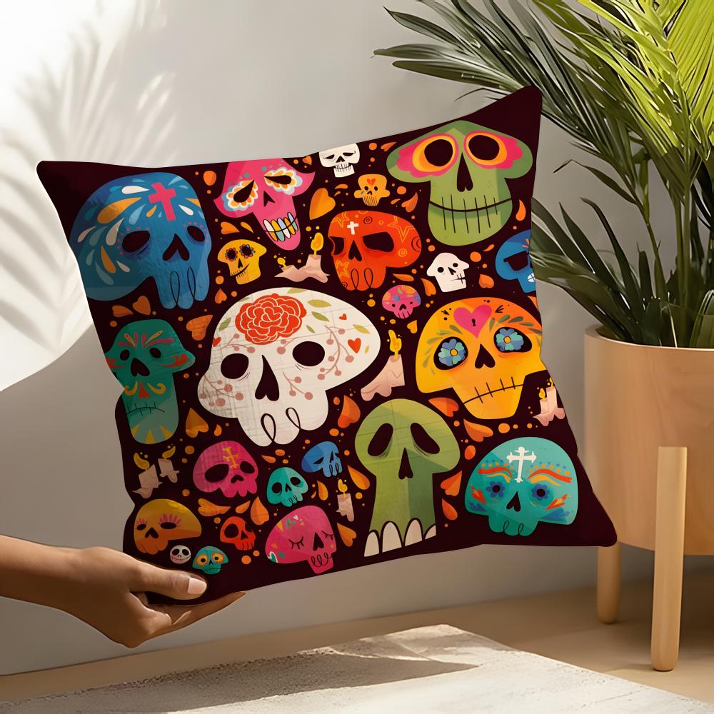 Festival D-Dia De Muertos 1 Pillow Case Linen Cushion Covers For Decorative Sofa Home Pillows Case Car Chair Pillows Cases