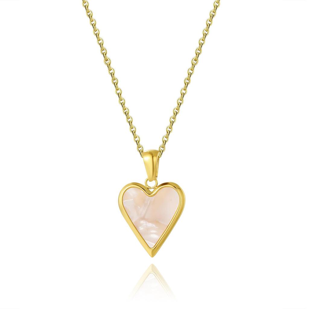 Heart Series 18K Gold-Plated Titanium Steel Necklace - Elegant, Colorfast, Simple & Chic Clavicle Chain