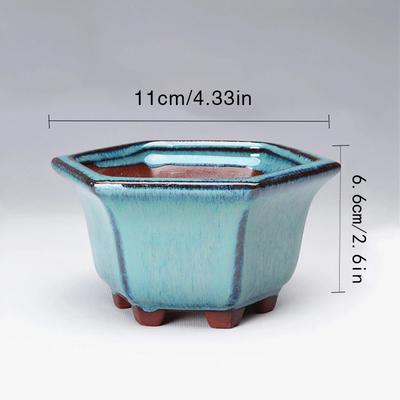 Keramik Blumentopf Schale Glasierte Keramik Sukkulenten Pflanztopf mit Loch Polygonales Künstlerisches Ornament für Außen Haus Garten