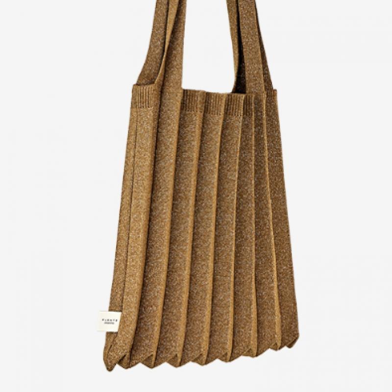 Pleatsmama New Shoulder Bag Glitter Camel