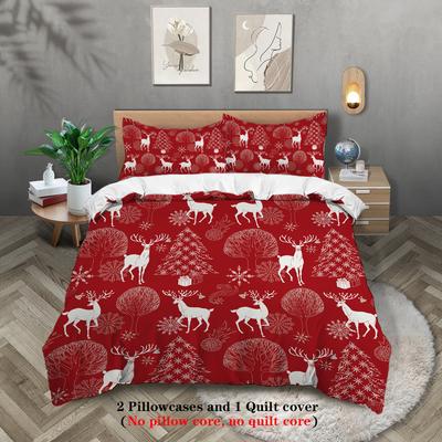Santa Claus Digital Printed Polyester Three-Piece Quilt Cover Bedding Quilt Cover Pillowcase Distribution