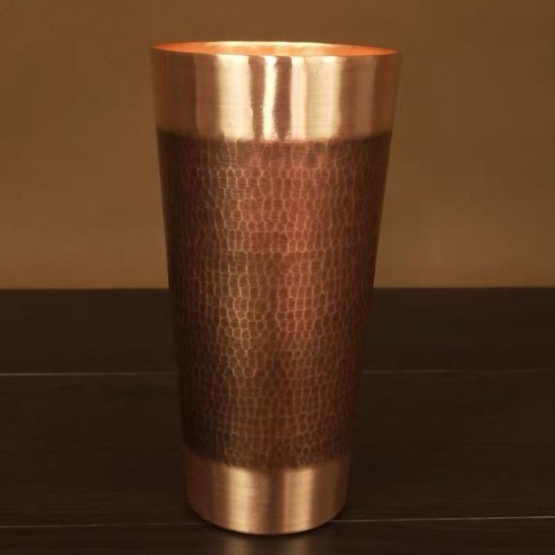 Pure Copper Coffee Cup,Handcrafted Engraving Hammer Texture 500 ml Milk Moscow Mule Tumbler Beer Mug,Vintage Tea Water Tableware
