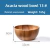 Acacia Wood Salad Bowl, Wooden Creative Rice Bowl, Environmentally Friendly Round Wooden Bowl