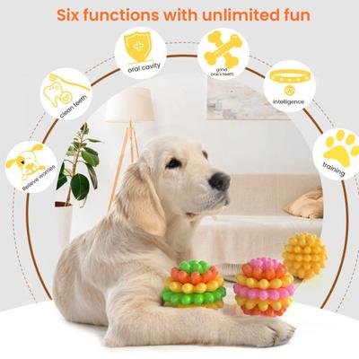 Hunde Kauspielzeug Ball Stacheliger Hunde Kauspielzeug Ball Zahnpflege Hochbelastbarer Gummi Backenzahn Ball Spielzeug für Mittelgroße Große Hunde Starke Kauer