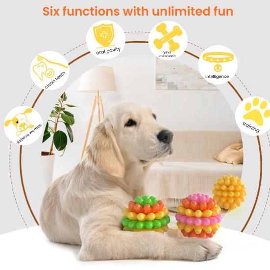 Dog Chew Toy Ball Spiky Dog Chew Ball Oral Care Heavy-Duty Rubber