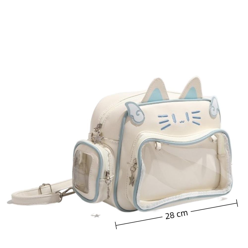 College-Stil Y2K Jk Umhängetasche Harajuku Transparente Tasche Ita Tasche Große Kapazität PU Katzen Rucksäcke Mädchen