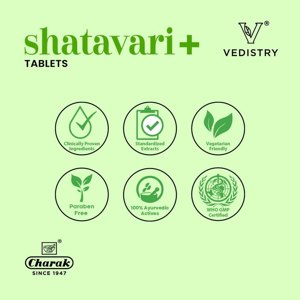 Vedistry Shatavari+ Tablets 60 CountX Pack of 3 for Women’s Wellness Energy Hormonal Balance Fertility