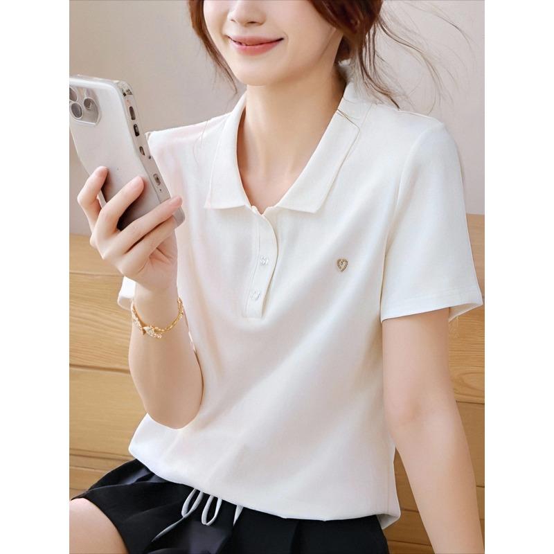 Short-sleeved Polo Collar Shirt Women's Summer Loose Top Casual Shirt