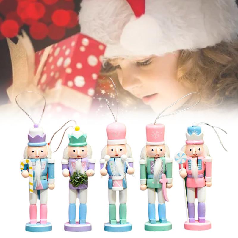 5pcs Wooden Nutcracker Soldier Puppet Figurine Home Tabletop Decor Xmas Gift
